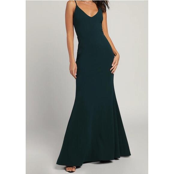 NWT Lulu’s Forest Green Infinite Glory Forest Green MaxDress Size S - Picture 1 of 4